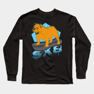 Skateboarding English Bulldog SK8 Long Sleeve T-Shirt